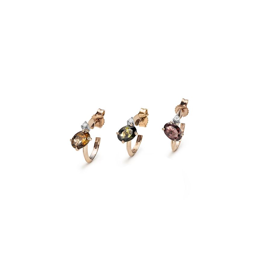 'Balance' hoop earrings set with tourmalines BALANCE | SET 3 OR CER BRILLAU9R TORM CT 0,06
